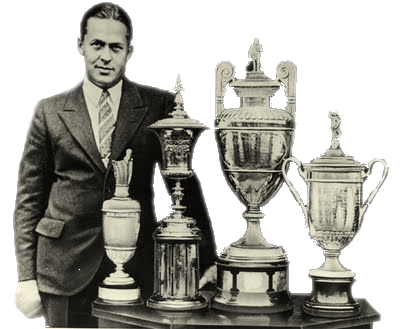 Bobby Jones with four trophies